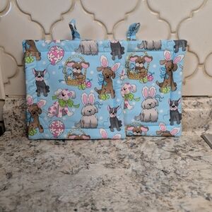 Blue Bunny Print Small Pet Mat